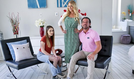 Mom and her husband have group sex with a young attractive girl