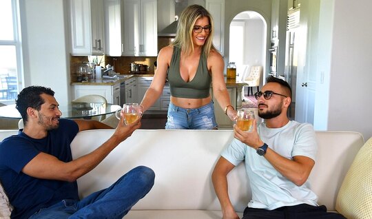 The stepson, together with a friend, fucks the mother in anal in turn