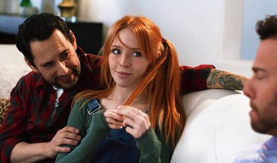 Red-haired cutie tried double penetration