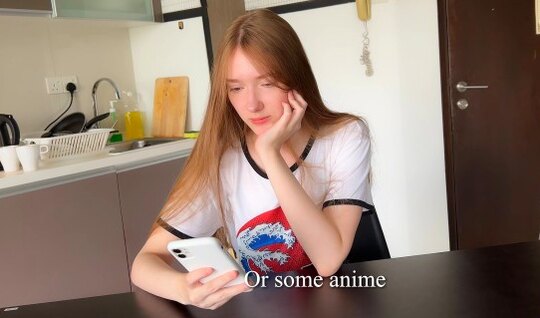 Young stepsister showed her tits and gave her brother a blowjob