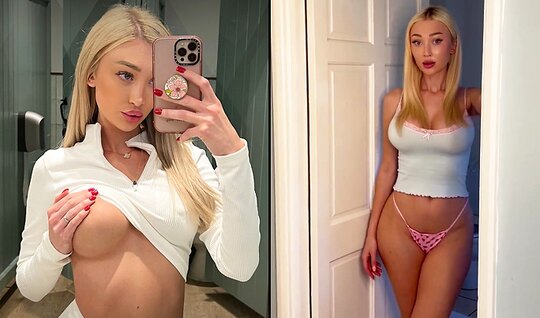 Блондинка мокрой киской оседлала ствол в домашнем видео