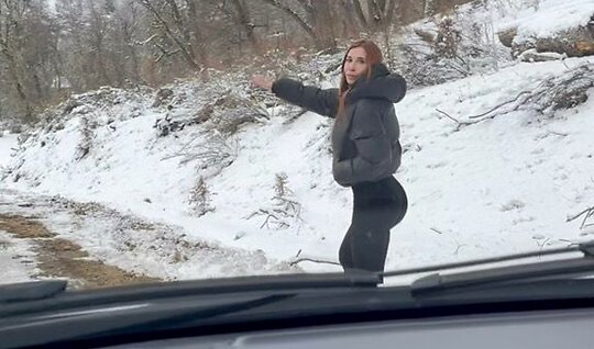 A redhead with big tits gave herself to a pick-up artist